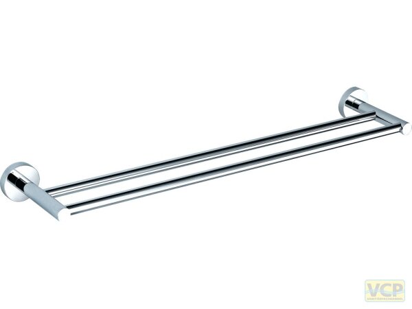 Badetuchhalter 600 doppelt Serie gamma_300 mit Wandbefestigung, Länge 600 mm, in chrom