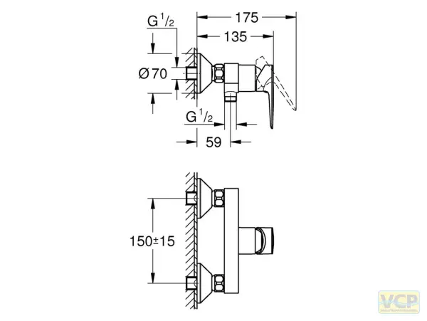 GROHE Einhand-Brausebatterie BauEdge ohne Brausegarnitur...