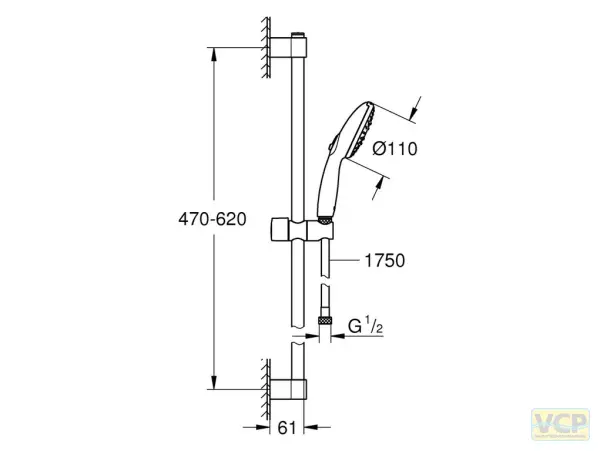 GROHE Brausestangenset Tempesta 110 600mm 3 Strahlarten...
