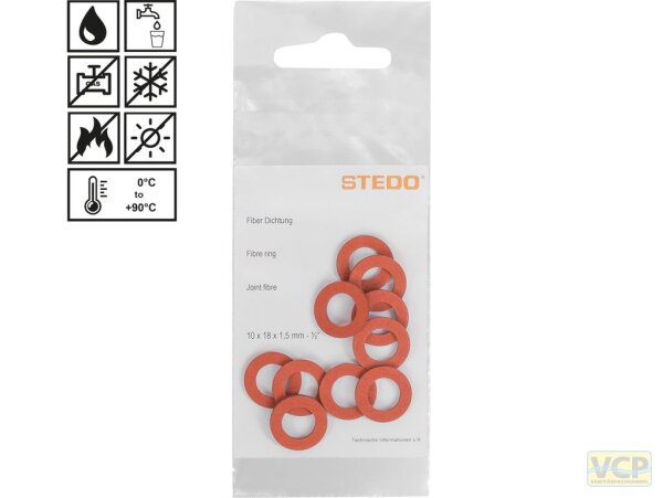 Fiber Dichtung 17 x 21 x 1,5 mm für Hahnoberteile 3/8" im Armaturenbereich, Inhalt pro Tüte: 10 Stk