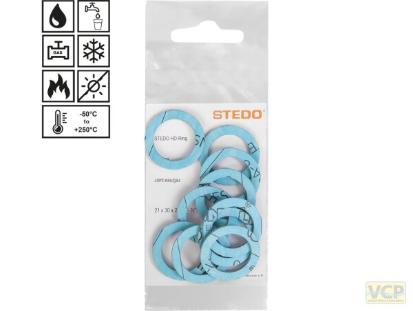HD-Ringe 27 x 38 x 2 mm für Rohrverschraubung 3/4" im Heizungsbereich, Inhalt pro Tüte: 5