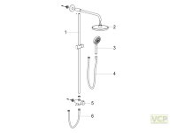 SH Duschsystem Serie ascona_1 mit verstellbarem Gleiter, Regenbrause Durchmesser 200 mm, Handbrause Modern 5F, Brauseschlauch 1500 mm, in chrom