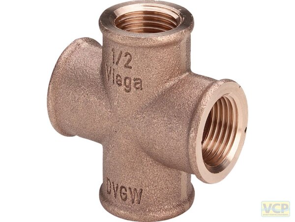 Kreuzstück Rotguss blank 3/8"