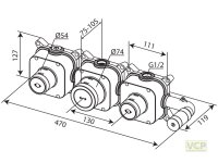 Concealed box with two 1-way valves, verdecktes TMC 1...