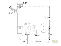 Kugelverschluss-Siphon 5/4" & 6/4" DN50 mit Geräteanschluss für Spülen, mit Reinigungöffnung