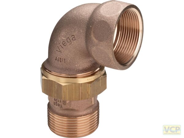 Winkel-Rohrverschraubung Rotguss blank 1" Ig x Ag