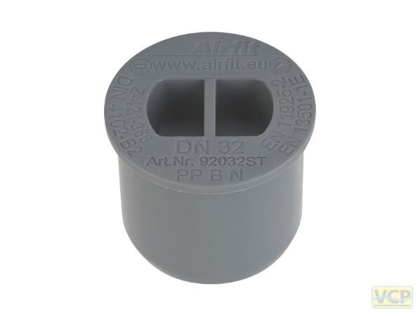 Airfit Griff-Stopfen DN32 HT mit Zangengriff grau