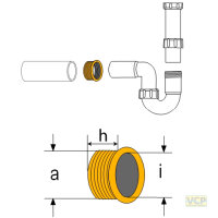 Gummi-Nippel für PE-HD-Rohre DN50/32 45x27mm / 3242