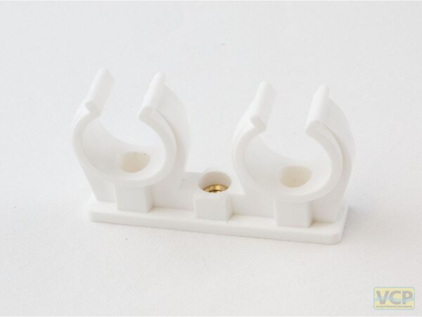 Rohr-Clip doppelt 20/22mm mit Messing Gewinde-Hülse