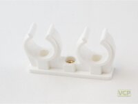 Rohr-Clip doppelt 28mm mit Messing Gewinde-Hülse