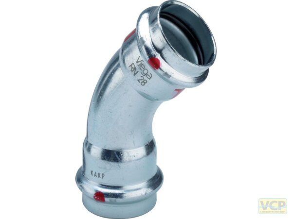 Viega Bogen 45 Grad mit SC Prestabo 1126 in 15mm Stahl verzinkt