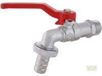Kugel-Auslaufventil 1/2" matt verchromt roter Griff