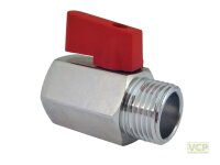 Mini-Kugelhahn 1/4" Ig x Ag Messing verchromt, Griff...