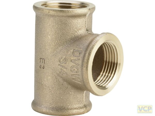 T-Stück Rotguss blank 6/4" x 3/4" x 6/4"