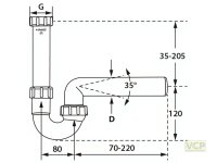 Kugelgelenk-Siphon 6/4" DN40 ohne Geräteanschluss für Spülen