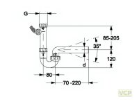 Kugelgelenk-Siphon 6/4" DN50 mit Geräteanschluss für Spülen