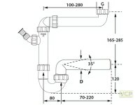 Raumspar-Kugelgelenk-Siphon 6/4" DN40 mit Anschluss