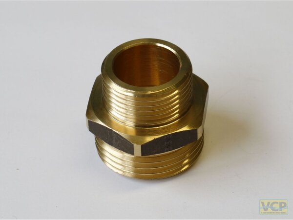 Reduziernippel Messing blank 5/4" x 1" mit breiter Dichtfläche