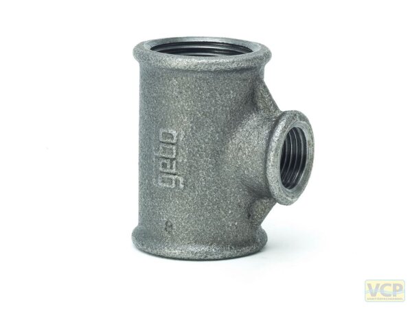 T-Stück reduziert 3/4" x 3/8" x 3/4" TG schwarz
