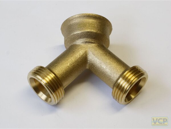 Y-Anschluss Messing blank 3/4" lange Ausführung