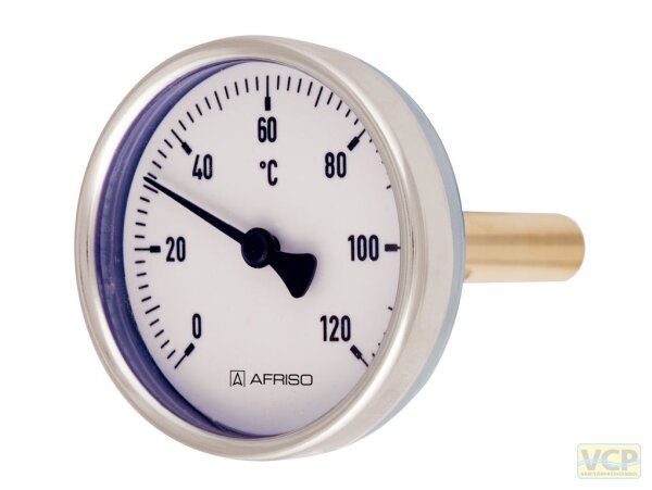 Bimetallzeigerthermometer Typ 2 Ø80mm 1/2" Länge 400mm mit Messingtauchhülse