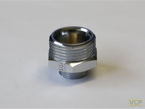 Reduziernippel Messing chrom 1/2" x 1/4"