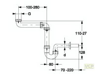 Röhren-Sifon 5/4" x DN32 für Unterschrank...