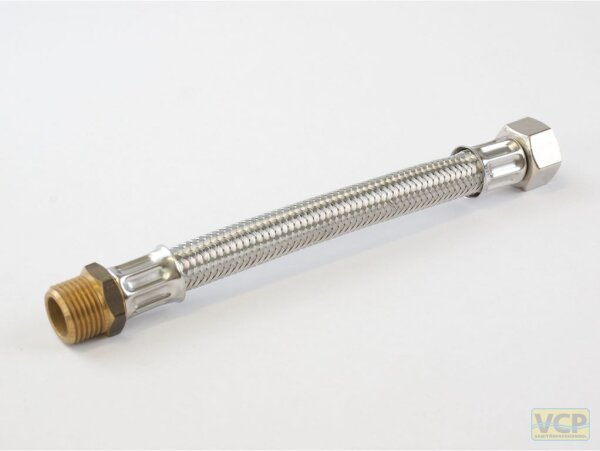 Flexibler Panzerschlauch 1/2"ÜM x 1/2"AG x 500mm Silikon DVGW Zulassung W 543/270