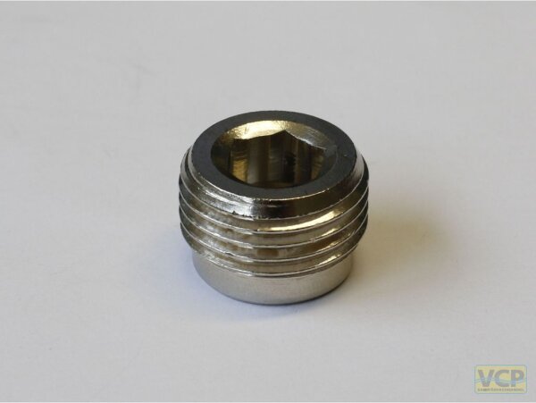 Stopfen Messing chrom 1/2" mit Innensechskant